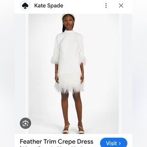Kate Spade Feather Trim Crepe Dress Size 8 NWT
